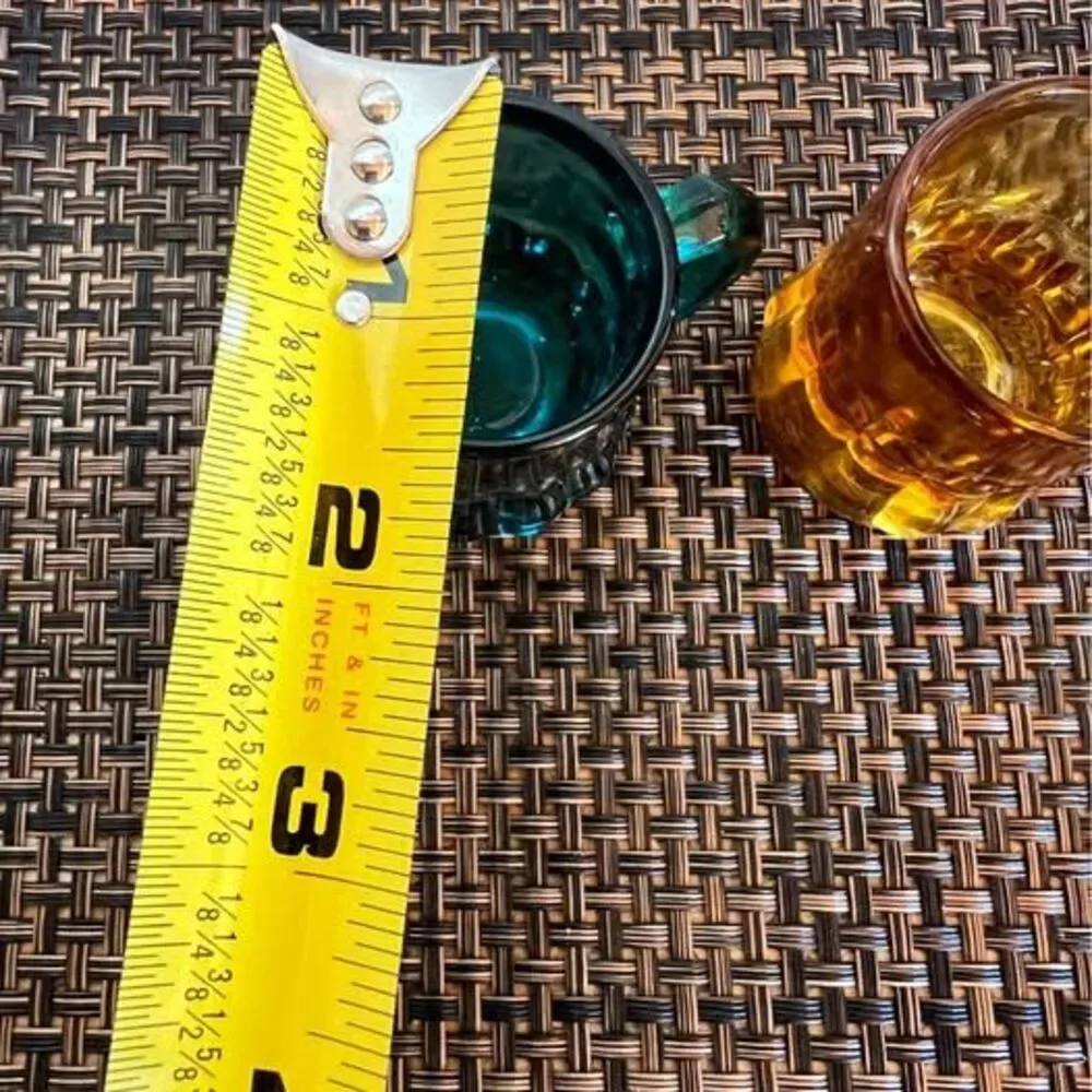 Yellow and Turquoise Mugs Shot Glasses by FEDERAL GLASS Company